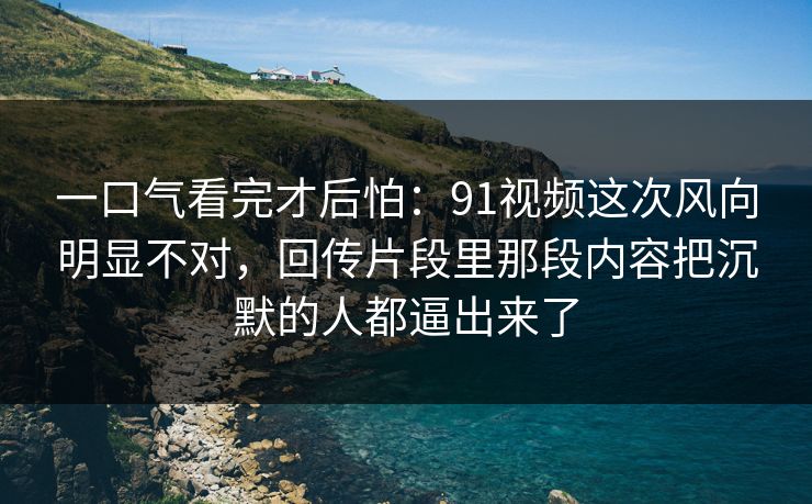 一口气看完才后怕：91视频这次风向明显不对，回传片段里那段内容把沉默的人都逼出来了