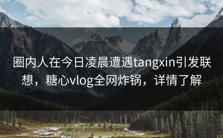 圈内人在今日凌晨遭遇tangxin引发联想，糖心vlog全网炸锅，详情了解