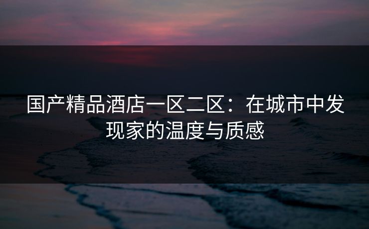 国产精品酒店一区二区：在城市中发现家的温度与质感